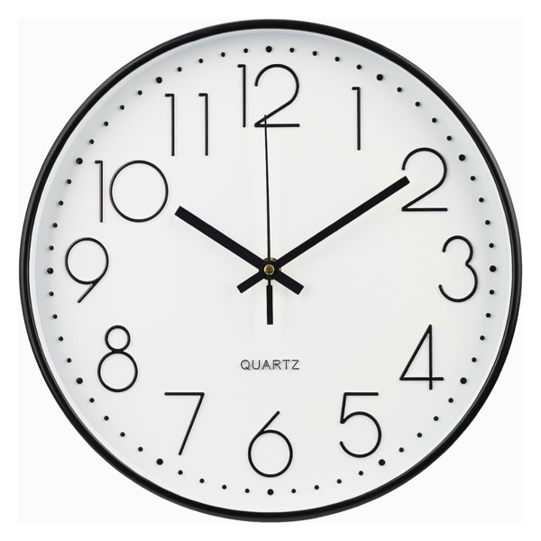 RELOGIO DE PAREDE PRETO 30CM PLASTICO SILENCIOSO DECORACAO MODERNA CASA AMBIENTES R.02174
