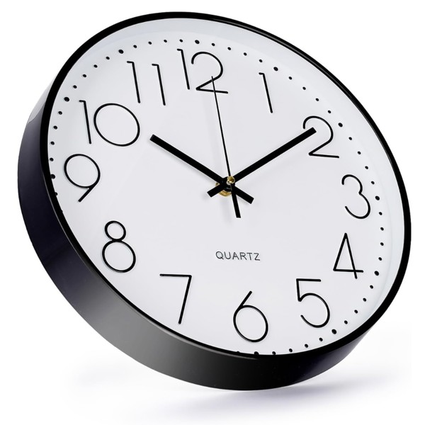 RELOGIO DE PAREDE PRETO 30CM PLASTICO SILENCIOSO DECORACAO MODERNA CASA AMBIENTES R.02174
