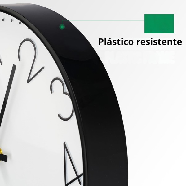 RELOGIO DE PAREDE PRETO 30CM PLASTICO SILENCIOSO DECORACAO MODERNA CASA AMBIENTES R.02174