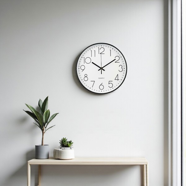 RELOGIO DE PAREDE PRETO 30CM PLASTICO SILENCIOSO DECORACAO MODERNA CASA AMBIENTES R.02174