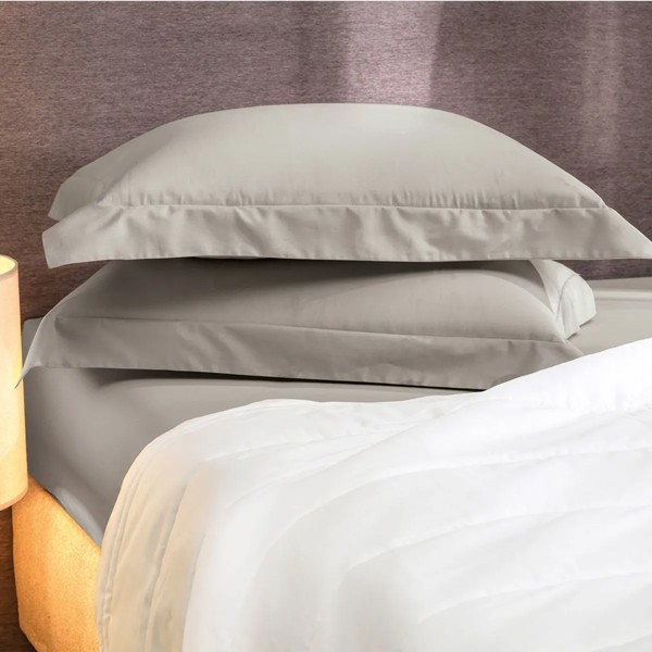 LENCOL COM ELASTICO CASAL ALGODAO LUX 200F BASICA 1,38X1,88X30CM CINZA INSPIRACAO R.02185