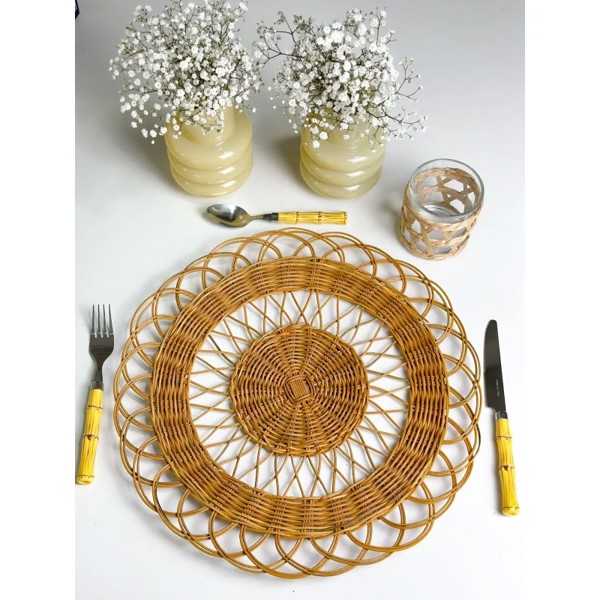 LUGAR AMERICANO 38CM REDONDO RATTAN BEGE RT2105 R.00195