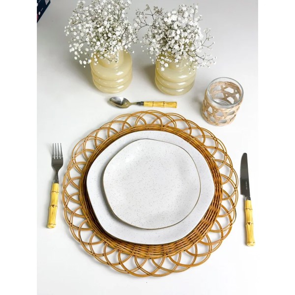 LUGAR AMERICANO 38CM REDONDO RATTAN BEGE RT2105 R.00195