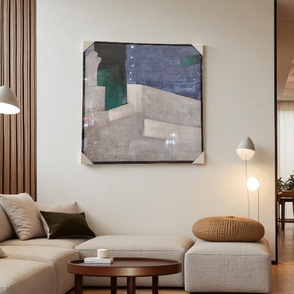 QUADRO DECORATIVO CANVAS TOQUE DE PINTURA C/ MOLDURA (VERDE BRANCO) 80X80X3,5cm (FLORARTE) Vol. 1 46624002 R.000664