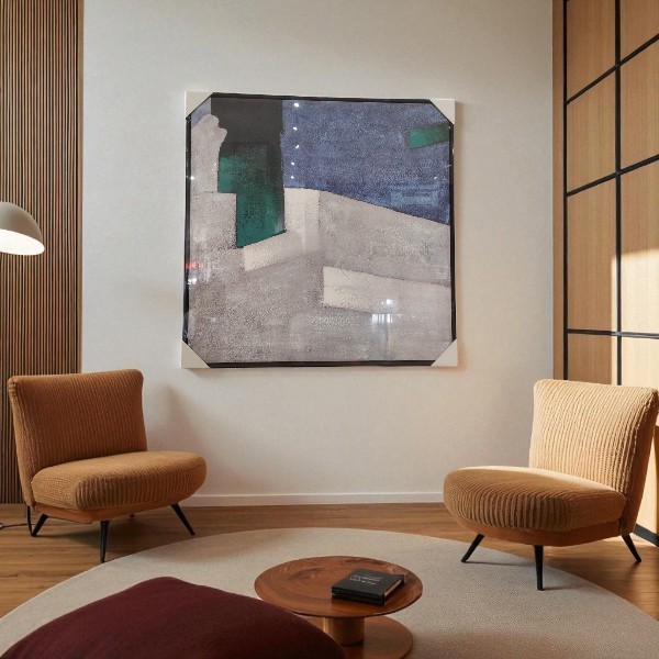 QUADRO DECORATIVO CANVAS TOQUE DE PINTURA C/ MOLDURA (VERDE BRANCO) 80X80X3,5cm (FLORARTE) Vol. 1 46624002 R.000664