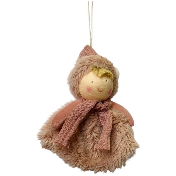 ENFEITE NATAL MENINO PENDURAR ROSA 12CM FLORARTE R.02009