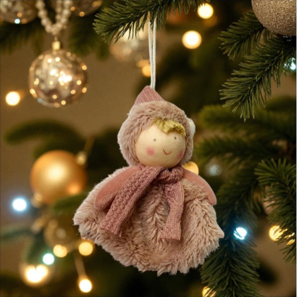 ENFEITE NATAL MENINO PENDURAR ROSA 12CM FLORARTE R.02009
