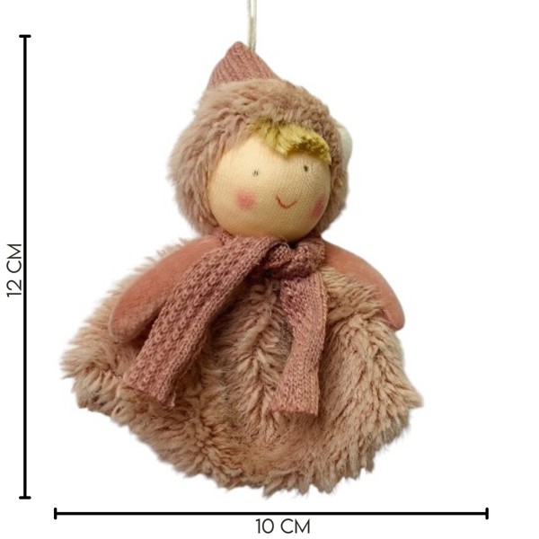 ENFEITE NATAL MENINO PENDURAR ROSA 12CM FLORARTE R.02009