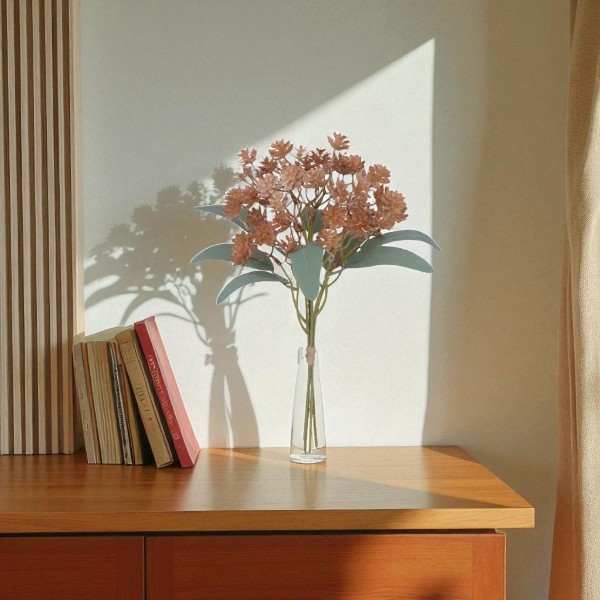 FLOR BUQUE MINI RAMALHETE C/FITA PLASTICO X48 OCRE OUTONO 32CM R.01544