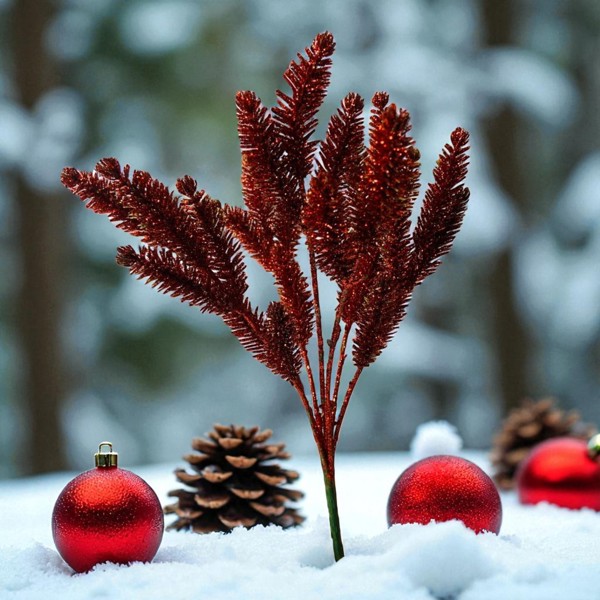 FLOR HASTE NATAL GRASS VERMELHO 31 CM FLORARTE R.02004