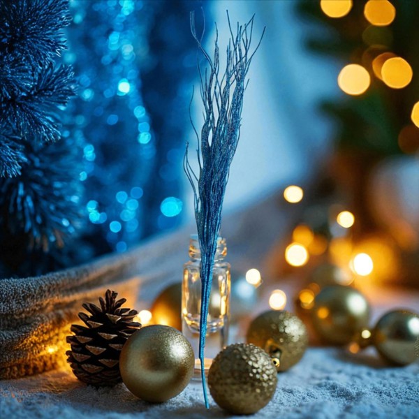 FLOR HASTE GRASS COM GLITTER AZUL 76 CM FLORARTE R.02003