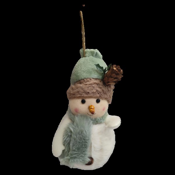 ENFEITE NATAL BONECO DE NEVE PENDURAR VERDE 20 CM FLORARTE R.02015