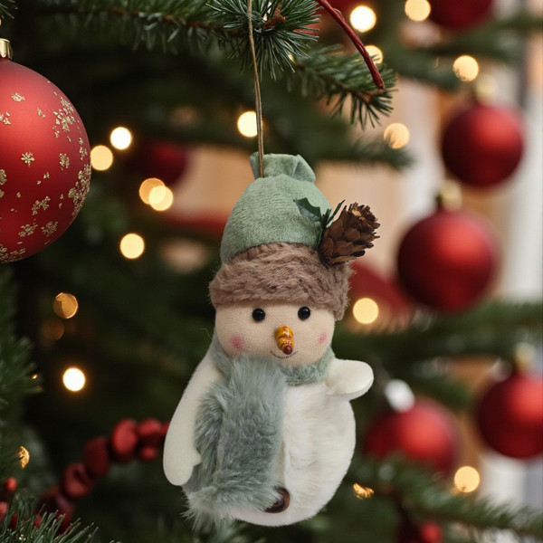 ENFEITE NATAL BONECO DE NEVE PENDURAR VERDE 20 CM FLORARTE R.02015