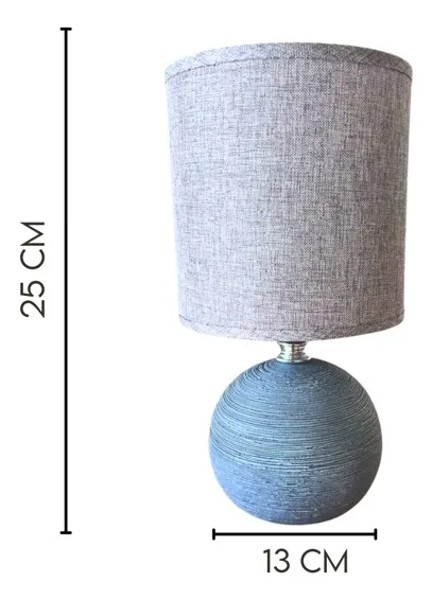 LUMINÁRIA ABAJUR DE MESA BASE CERAMICA ESFERICA CINZA R.01992