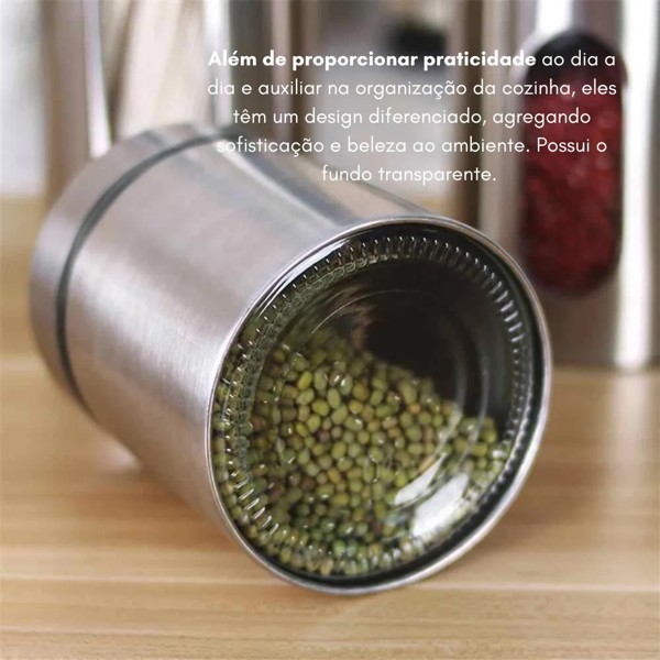 POTE ORGANIZADOR HERMETICO CROMADO AÇO INOXIDAVEL P/ MANTIMENTO COM VISOR 1,8L 16110 R.00848