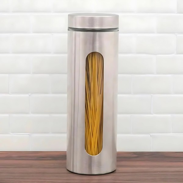 POTE ORGANIZADOR HERMETICO CROMADO AÇO INOXIDAVEL P/ MANTIMENTO COM VISOR 1,8L 16110 R.00848