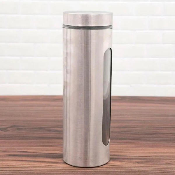 POTE ORGANIZADOR HERMETICO CROMADO AÇO INOXIDAVEL P/ MANTIMENTO COM VISOR 1,8L 16110 R.00848
