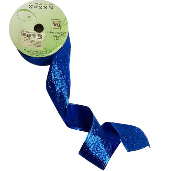 FITA ARAMADA COM GLITTER AZUL 3,8CMX9,1M FLORARTE R.02205