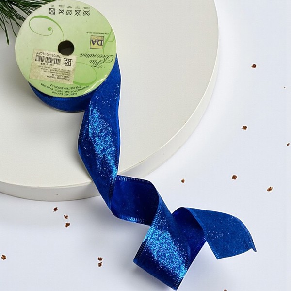 FITA ARAMADA COM GLITTER AZUL 3,8CMX9,1M FLORARTE R.02205
