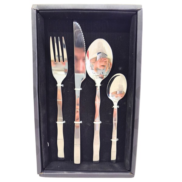 JOGO CONJUNTO APARELHO FAQUEIRO BAMBOO STEEL COM 24 PCS DE ACO INOX GAMMA R.01047