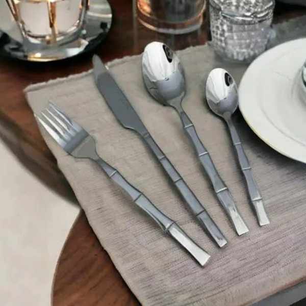 JOGO CONJUNTO APARELHO FAQUEIRO BAMBOO STEEL COM 24 PCS DE ACO INOX GAMMA R.01047