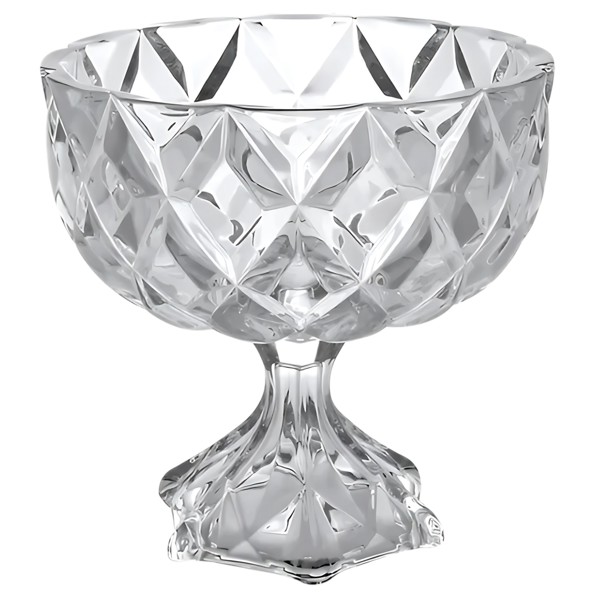 BOMBONIERE COMPOTEIRA CENTRO DE MESA BALEIRO PORTA BOMBONS POTICHE DE CRISTAL COM PE 18X18CM VIDRO YJ-7081-2 R.00433