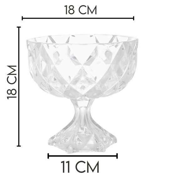 BOMBONIERE COMPOTEIRA CENTRO DE MESA BALEIRO PORTA BOMBONS POTICHE DE CRISTAL COM PE 18X18CM VIDRO YJ-7081-2 R.00433