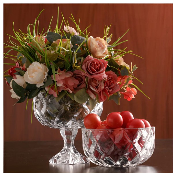 BOMBONIERE COMPOTEIRA CENTRO DE MESA BALEIRO PORTA BOMBONS POTICHE DE CRISTAL COM PE 18X18CM VIDRO YJ-7081-2 R.00433