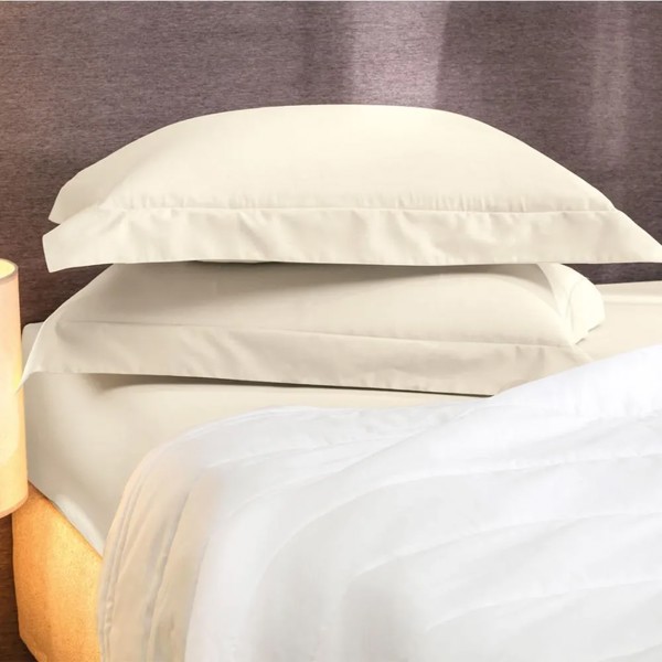 LENCOL COM ELASTICO QUEEN ALGODAO LUX 200F BASICA 1,58MX1,98MX38CM BEGE DELAVE R.02268