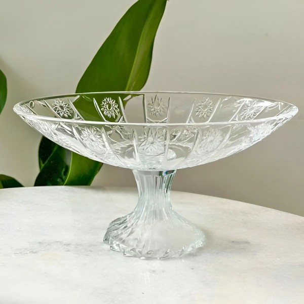 CENTRO DE MESA FRUTEIRA BOMBONIERE EM VIDRO OVAL COM PÉ ESTRELA DAGIA DCM165 R.00266