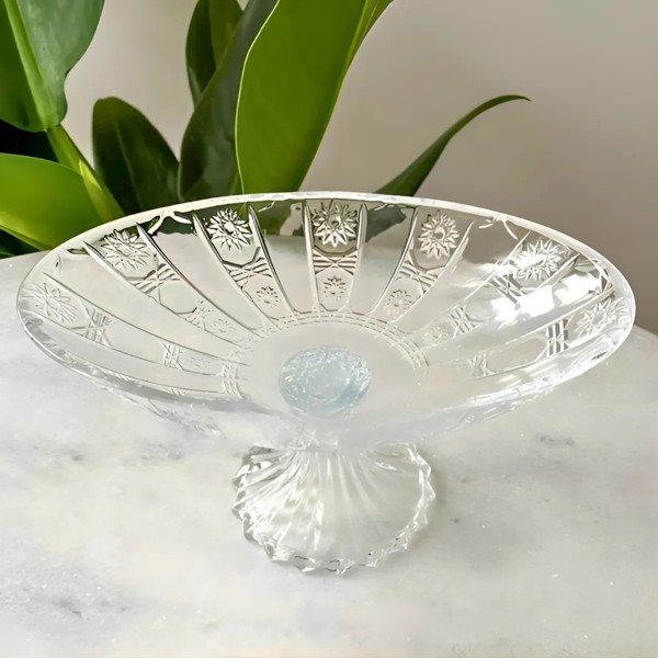 CENTRO DE MESA FRUTEIRA BOMBONIERE EM VIDRO OVAL COM PÉ ESTRELA DAGIA DCM165 R.00266