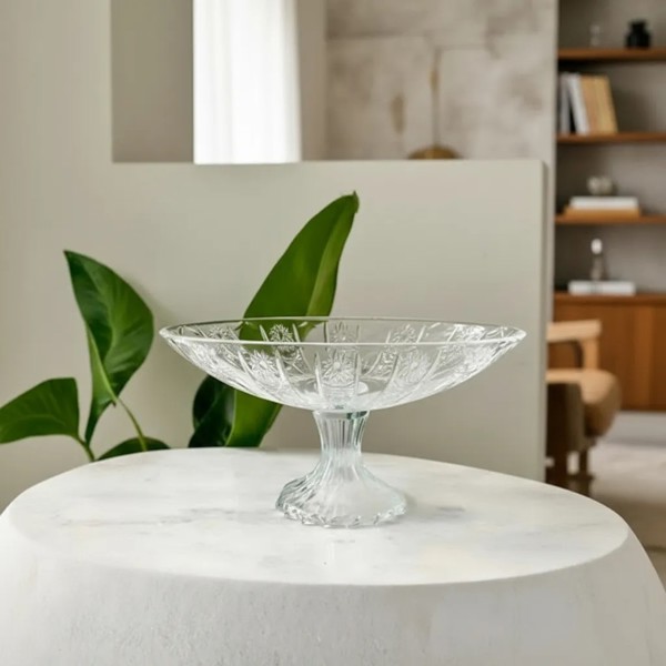 CENTRO DE MESA FRUTEIRA BOMBONIERE EM VIDRO OVAL COM PÉ ESTRELA DAGIA DCM165 R.00266