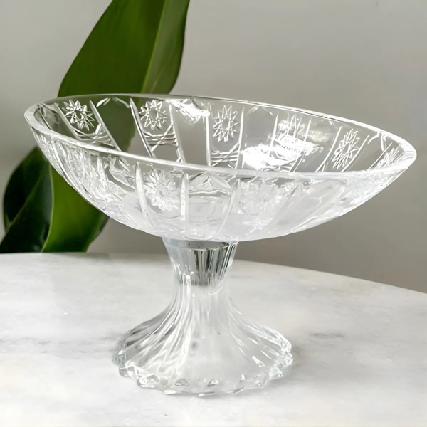 CENTRO DE MESA FRUTEIRA BOMBONIERE EM VIDRO OVAL COM PÉ ESTRELA DAGIA DCM165 R.00266