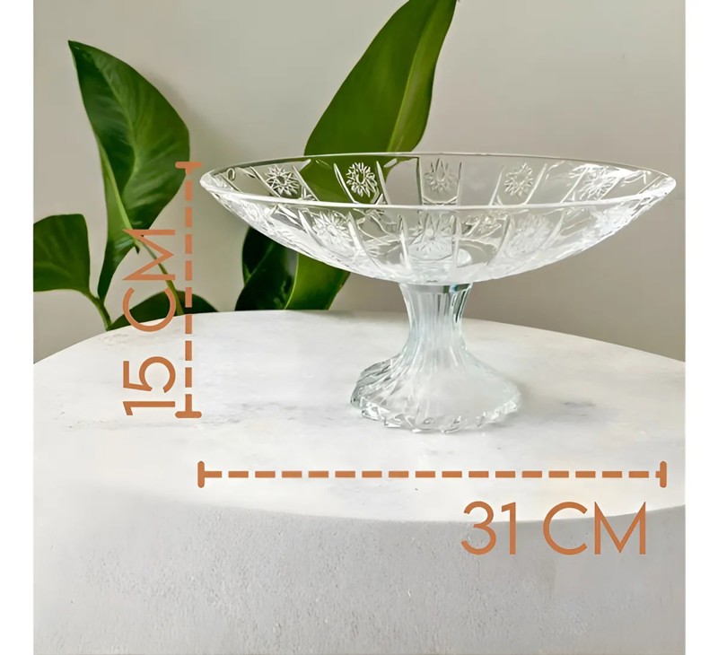 CENTRO DE MESA FRUTEIRA BOMBONIERE EM VIDRO OVAL COM PÉ ESTRELA DAGIA DCM165 R.00266