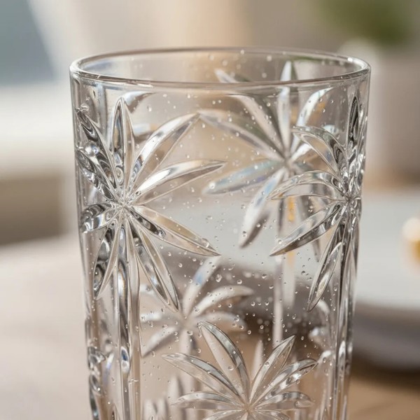 CONJUNTO JOGO 6 COPOS ALTO DE CRISTAL 360ML PALM TREE WOLFF 28147 R.00343