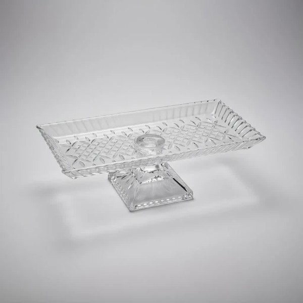 TRAVESSA BANDEJA PRATO DE VIDRO CRISTAL DE CHUMBO COM PE LYS WOLFF 34CM 28072 R.00435