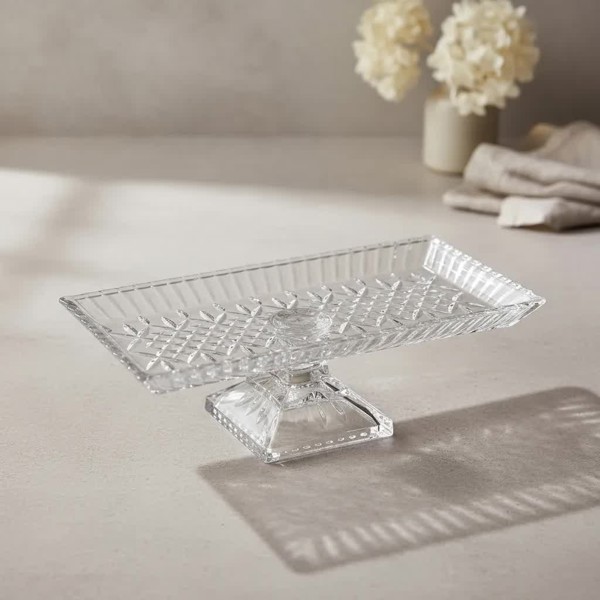 TRAVESSA BANDEJA PRATO DE VIDRO CRISTAL DE CHUMBO COM PE LYS WOLFF 34CM 28072 R.00435