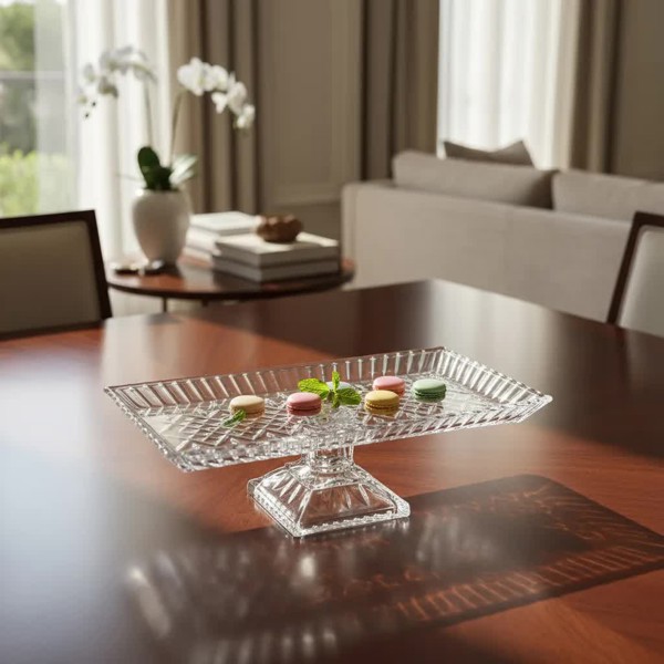 TRAVESSA BANDEJA PRATO DE VIDRO CRISTAL DE CHUMBO COM PE LYS WOLFF 34CM 28072 R.00435