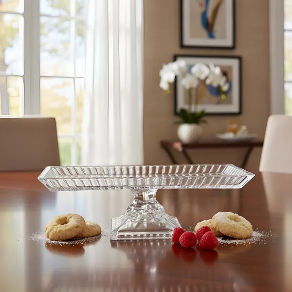 TRAVESSA BANDEJA PRATO DE VIDRO CRISTAL DE CHUMBO COM PE LYS WOLFF 34CM 28072 R.00435