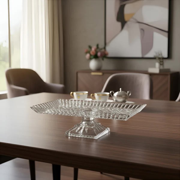 TRAVESSA BANDEJA PRATO DE VIDRO CRISTAL DE CHUMBO COM PE LYS WOLFF 34CM 28072 R.00435