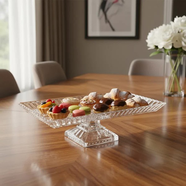 TRAVESSA BANDEJA PRATO DE VIDRO CRISTAL DE CHUMBO COM PE LYS WOLFF 34CM 28072 R.00435