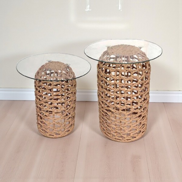 MESA PALHA CESTARIA CILINDRO MEDIO 52X52X5 REDONDA R.02311