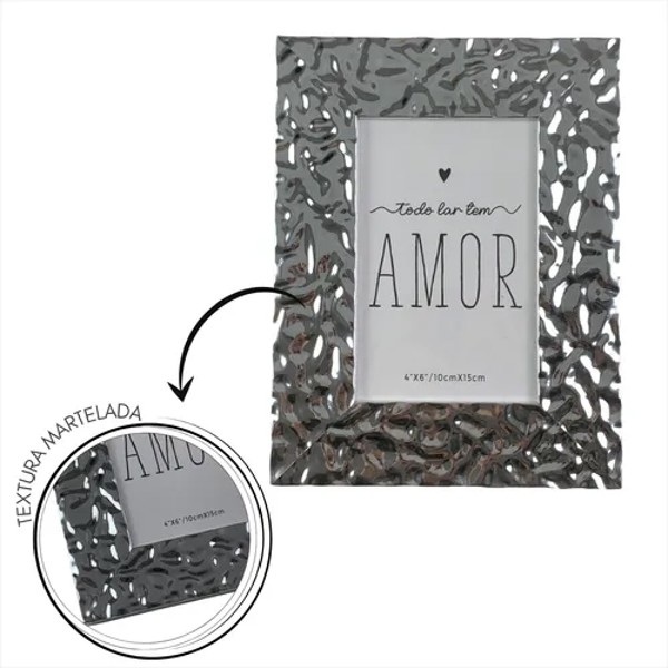 PORTA RETRATO 13X18 MDF FTO PRATA 24,9X19,9X1,5CM FLORARTE R.02344