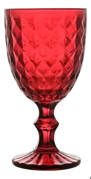CONJUNTO JOGO 6 TACAS VIDRO 345ML ROMAN VERMELHO WOLFF VINHO AGUA COPO CALICE JOGO TACAS COLORIDAS RESISTENTE E ELEGANTE PARA MESA POSTA E DECORACAO R.00104