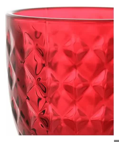 CONJUNTO JOGO 6 TACAS VIDRO 345ML ROMAN VERMELHO WOLFF VINHO AGUA COPO CALICE JOGO TACAS COLORIDAS RESISTENTE E ELEGANTE PARA MESA POSTA E DECORACAO R.00104