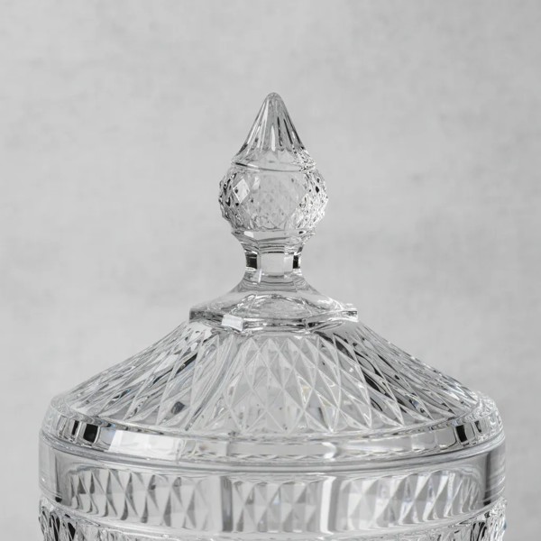 BOMBONIERE POTICHE DE VIDRO MEMPHIS 32CM TRANSPARENTE POTE DECORATIVO PARA DOCES FRUTAS OU CENTRO DE MESA ELEGANTE R.00566