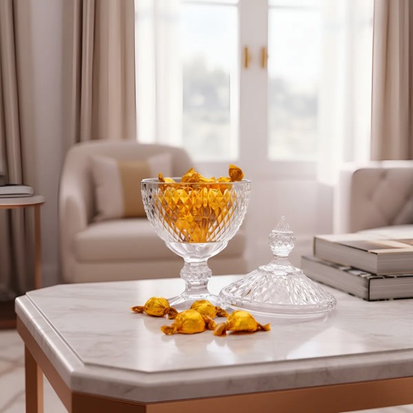 BOMBONIERE POTICHE DE VIDRO MEMPHIS 32CM TRANSPARENTE POTE DECORATIVO PARA DOCES FRUTAS OU CENTRO DE MESA ELEGANTE R.00566