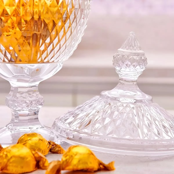 BOMBONIERE POTICHE DE VIDRO MEMPHIS 32CM TRANSPARENTE POTE DECORATIVO PARA DOCES FRUTAS OU CENTRO DE MESA ELEGANTE R.00566