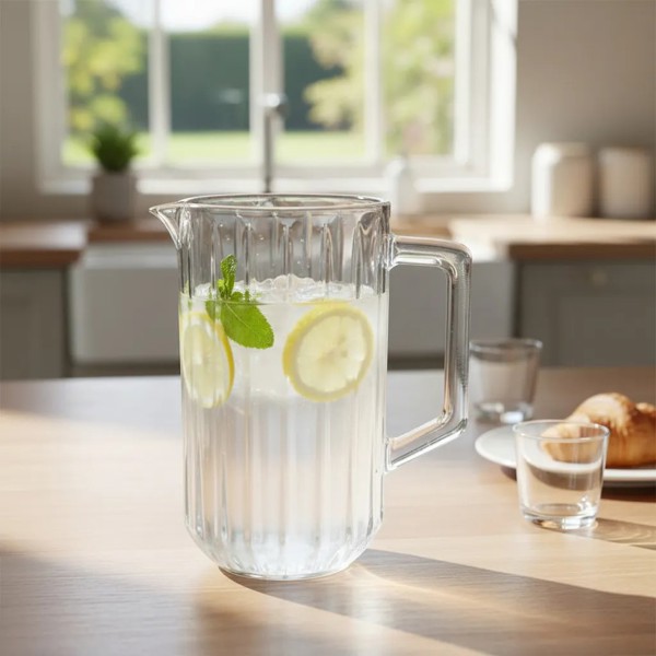 JARRA DE CRISTAL TRANSPARENTE 1,45L WOLFF BANGKOK ELEGANTE PARA SUCOS AGUA E BEBIDAS DECORATIVA PARA SERVIR R.00105