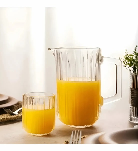 JARRA DE CRISTAL TRANSPARENTE 1,45L WOLFF BANGKOK ELEGANTE PARA SUCOS AGUA E BEBIDAS DECORATIVA PARA SERVIR R.00105